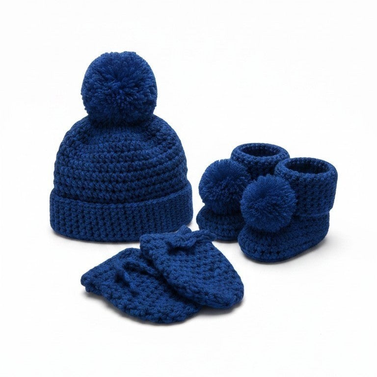 Crochet baby set (Hat, Mitten & Booties)
