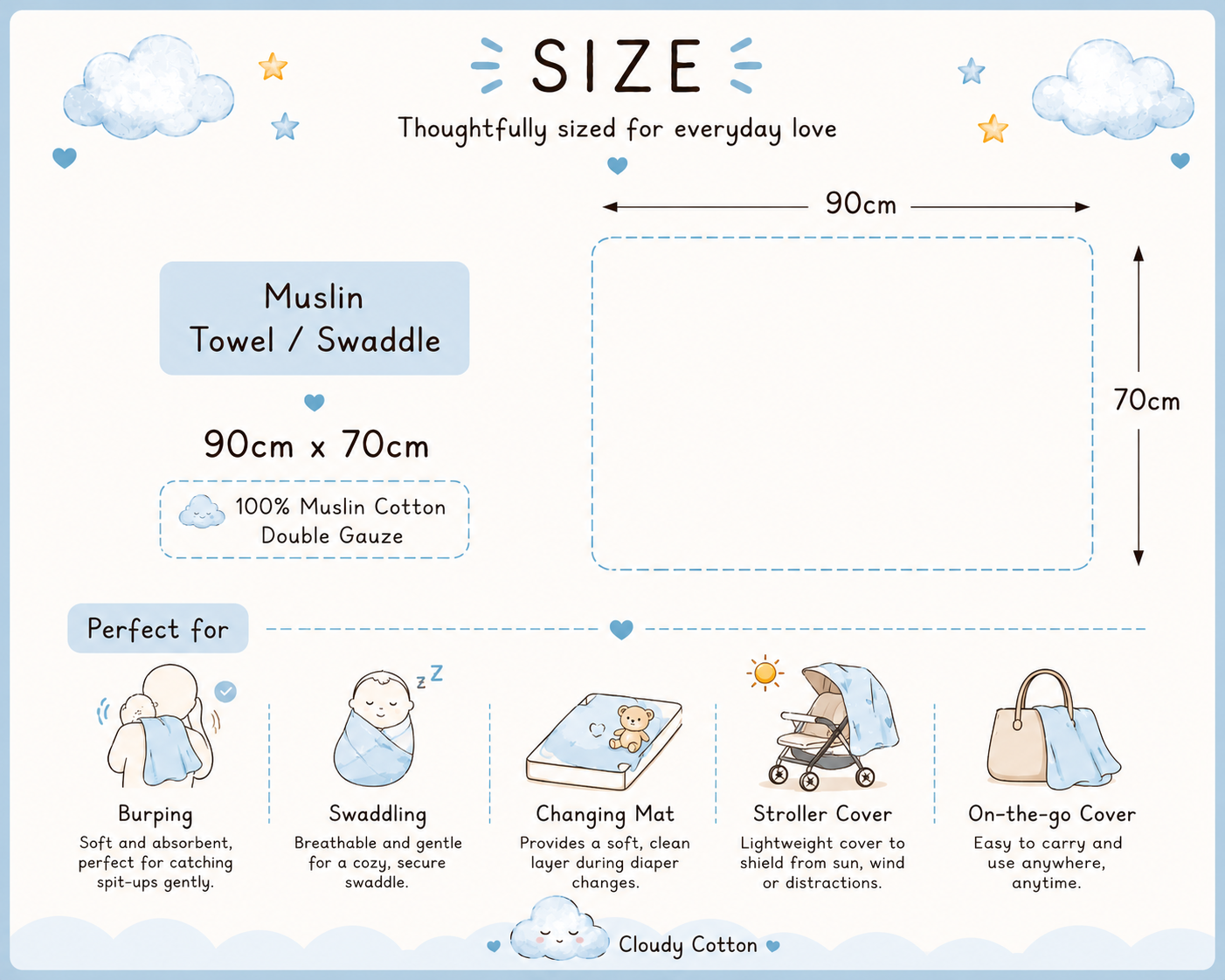 Muslin Swaddle 2 Layered - Dinosaur (90 x 70 cm)
