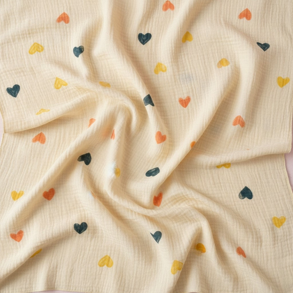 Muslin Swaddle 2 Layered - Colorful Heart (90 x 70 cm)