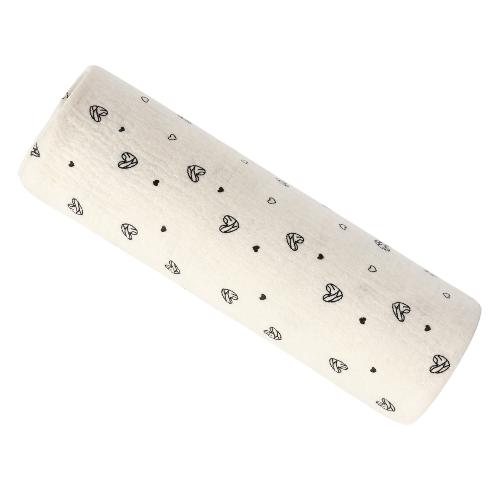 Muslin Swaddle 2 Layered - Black Heart (90 x 70 cm)