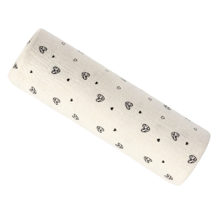 Muslin Swaddle 2 Layered - Black Heart (90 x 70 cm)