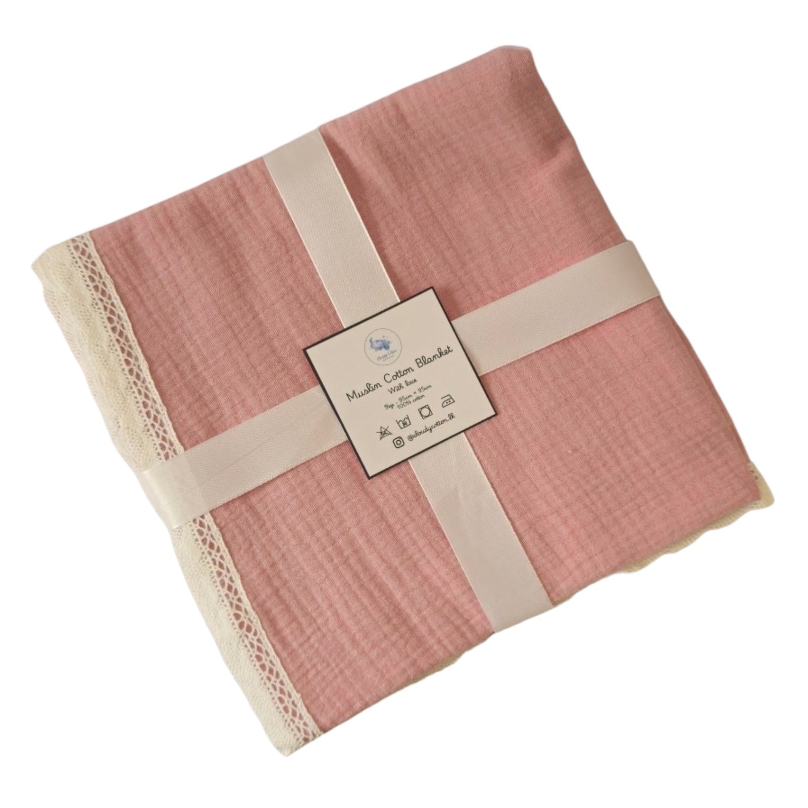 Muslin Cotton Blanket 2 Layered - Pink (95 x 95 cm)
