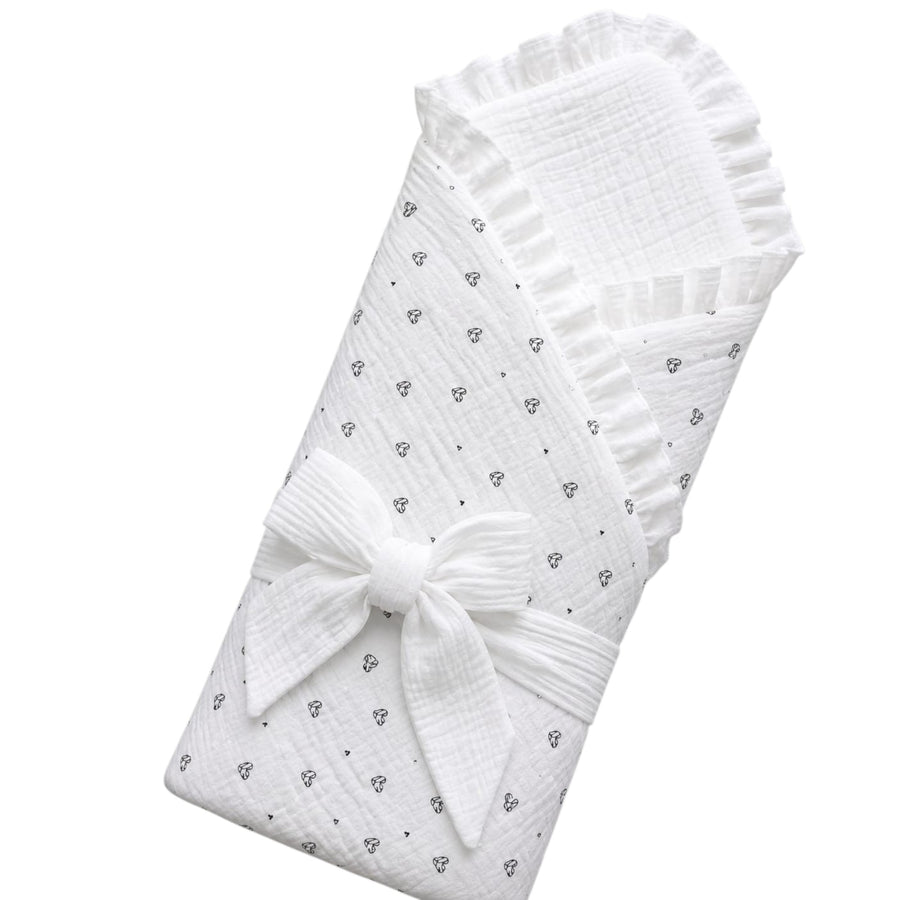 Muslin Cotton Quilted/Non Quilted Blanket - Black Heart (95 x 95 cm)