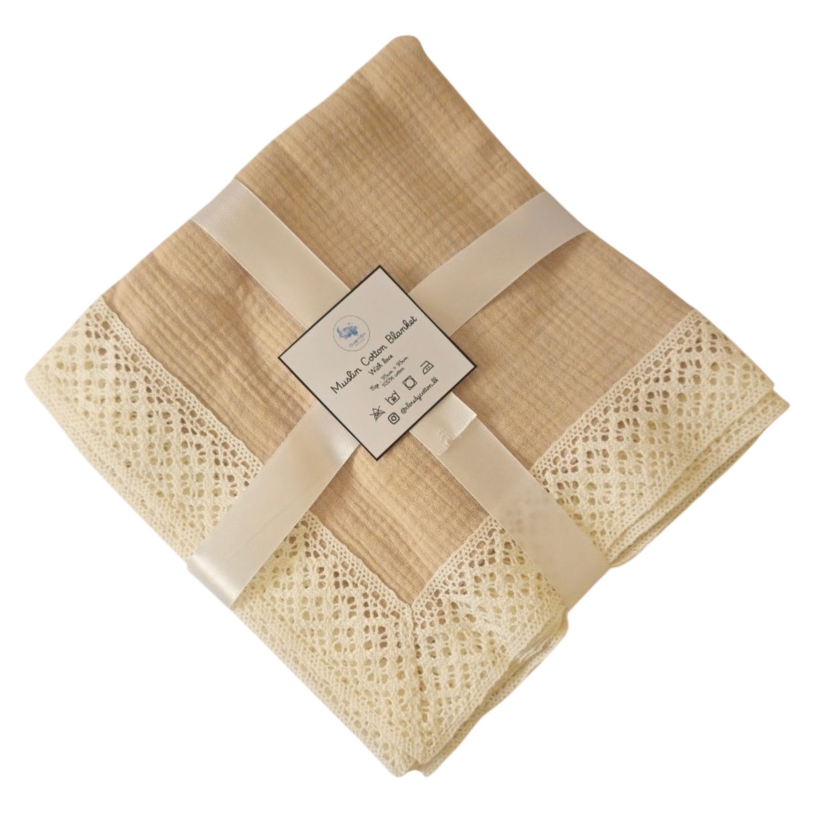 Muslin Cotton Blanket 2 Layered - Beige (95 x 95 cm)