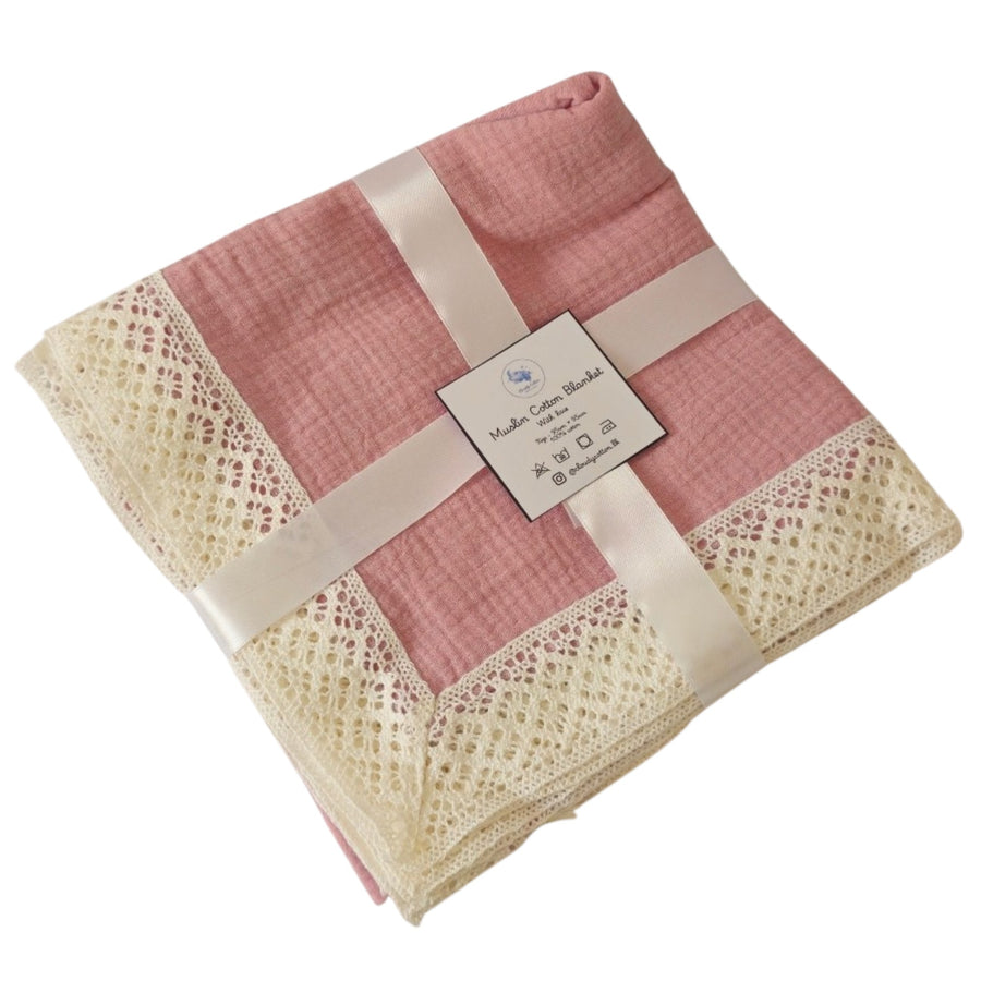 Muslin Cotton Blanket 2 Layered - Pink (95 x 95 cm)