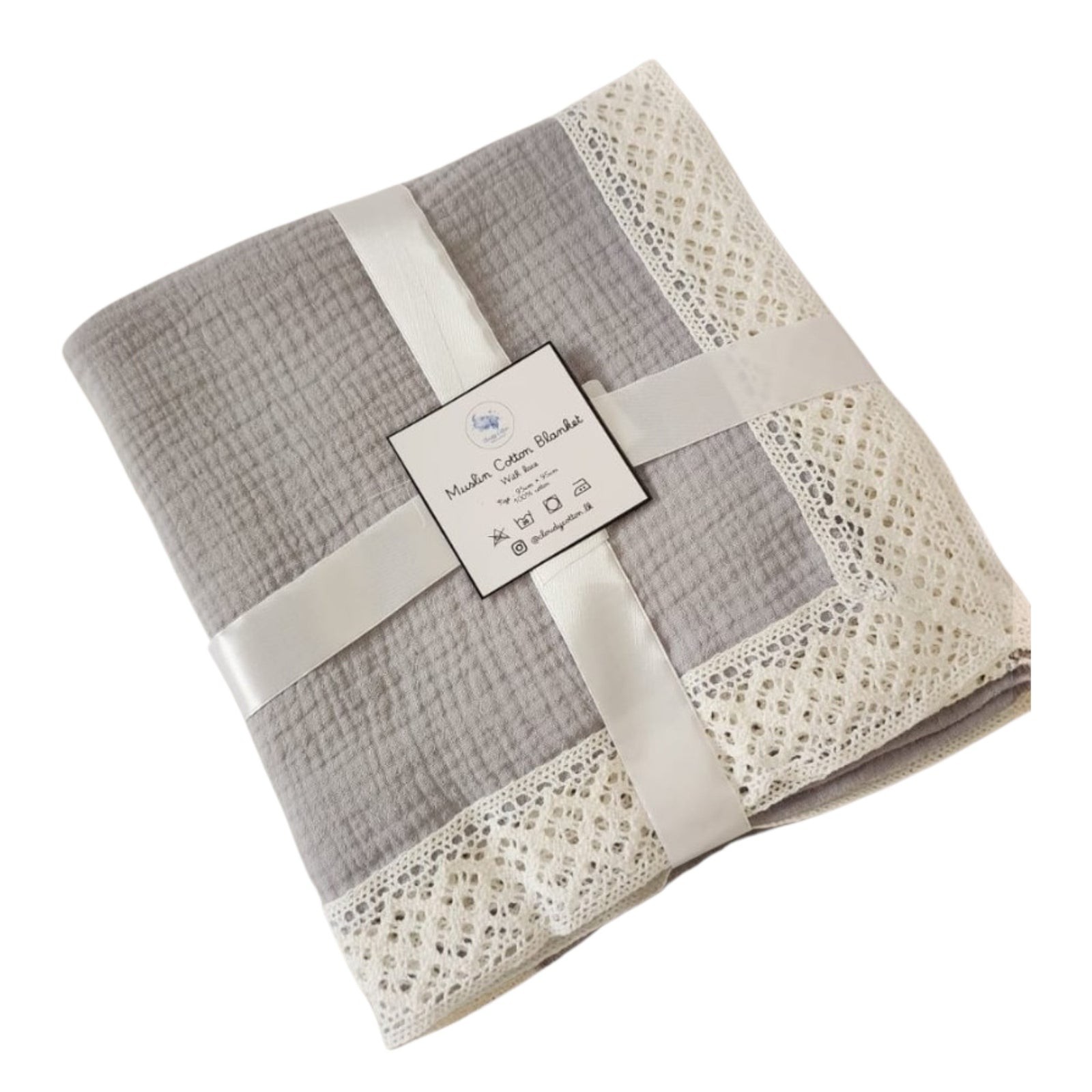 Muslin Cotton Blanket 2 Layered - Grey (95 x 95 cm)