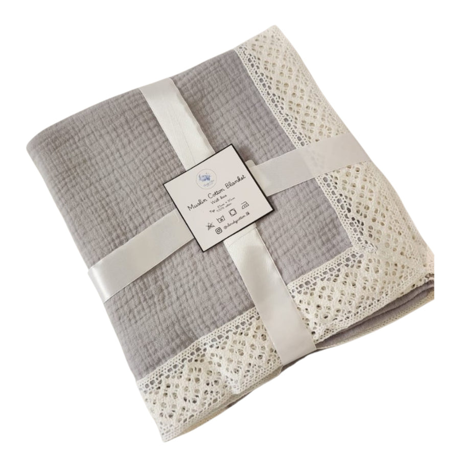 Muslin Cotton Blanket 2 Layered - Grey (95 x 95 cm)