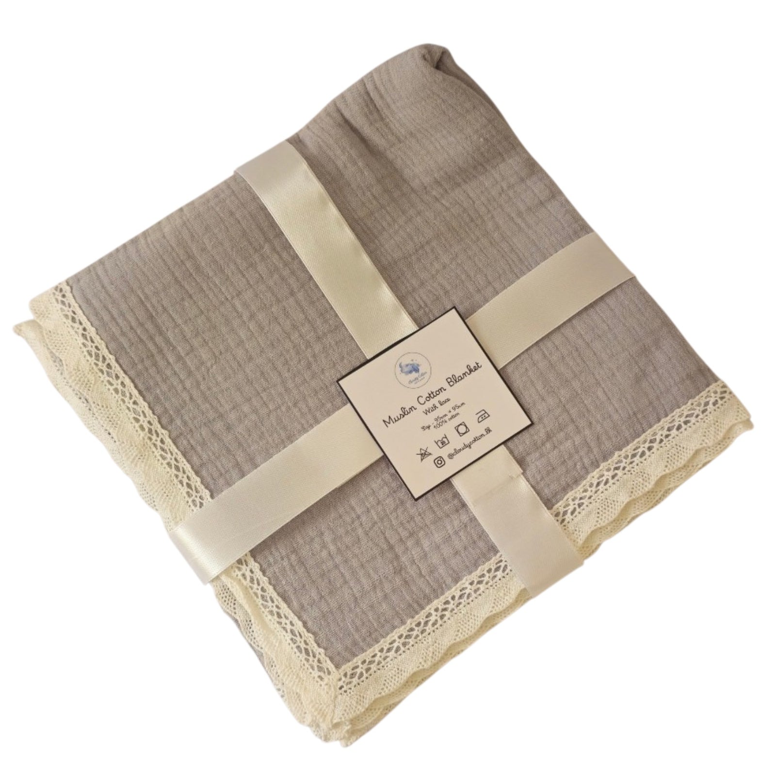 Muslin Cotton Blanket 2 Layered - Grey (95 x 95 cm)