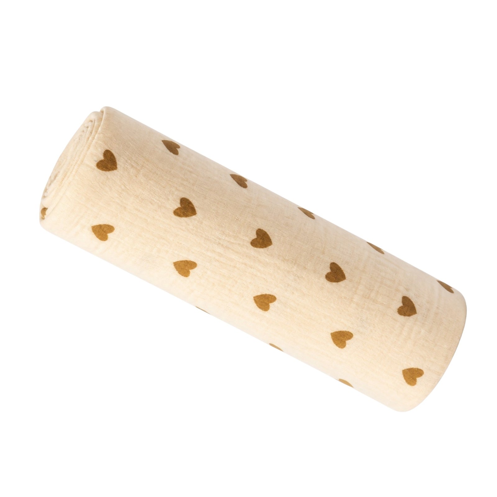 Muslin Swaddle 2 Layered - Brown Heart (90 x 70 cm)
