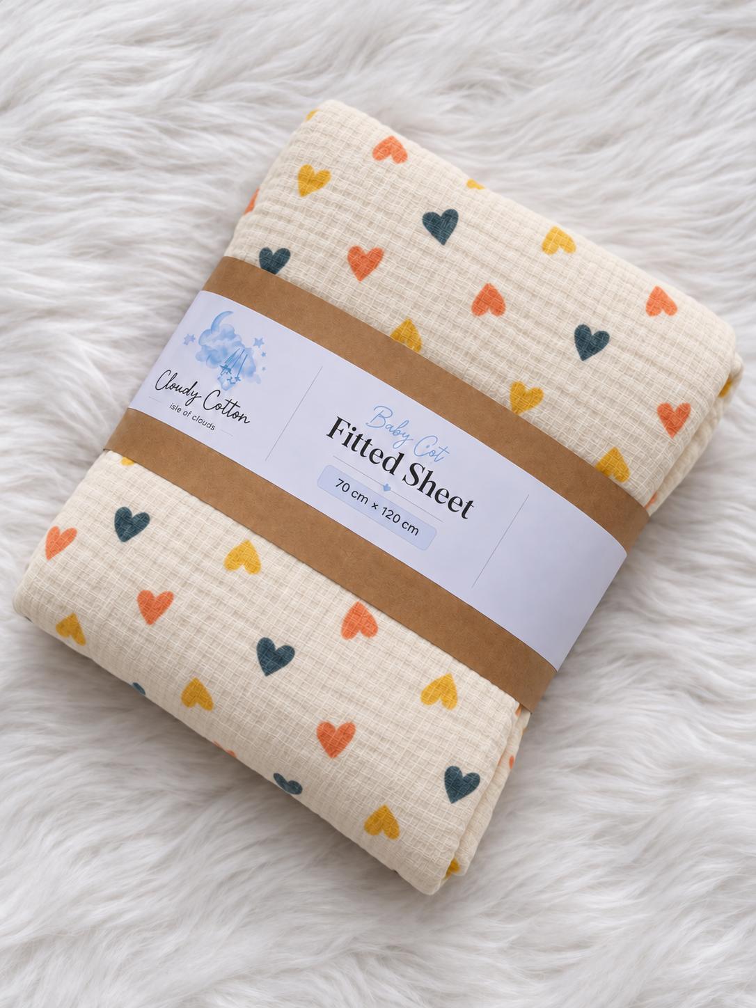 Baby Cot Fitted Sheet | 100% Cotton Muslin | Printed | 60 × 120 cm – Cloudy Cotton