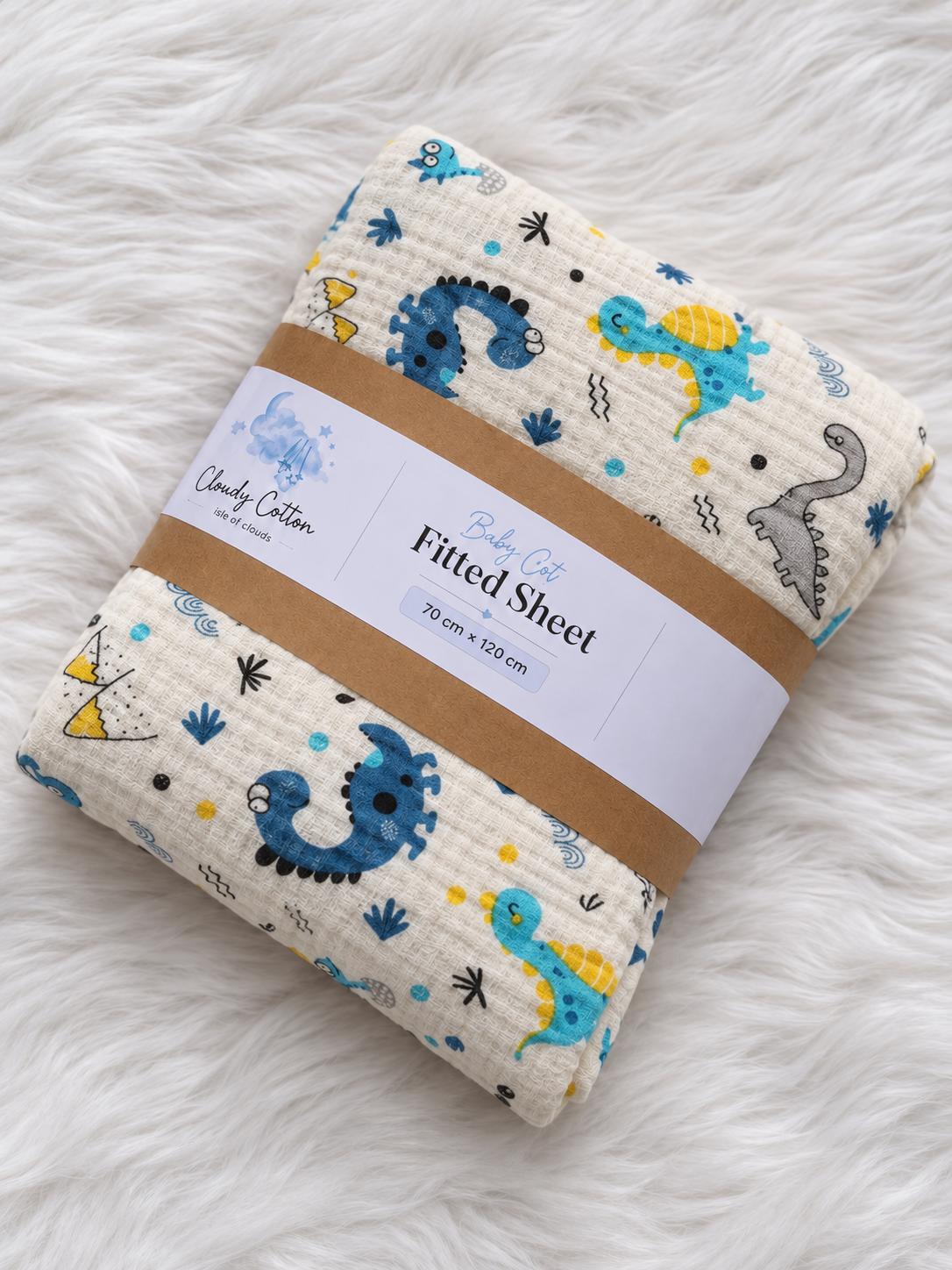 Baby Cot Fitted Sheet | 100% Cotton Muslin | Printed | 60 × 120 cm – Cloudy Cotton
