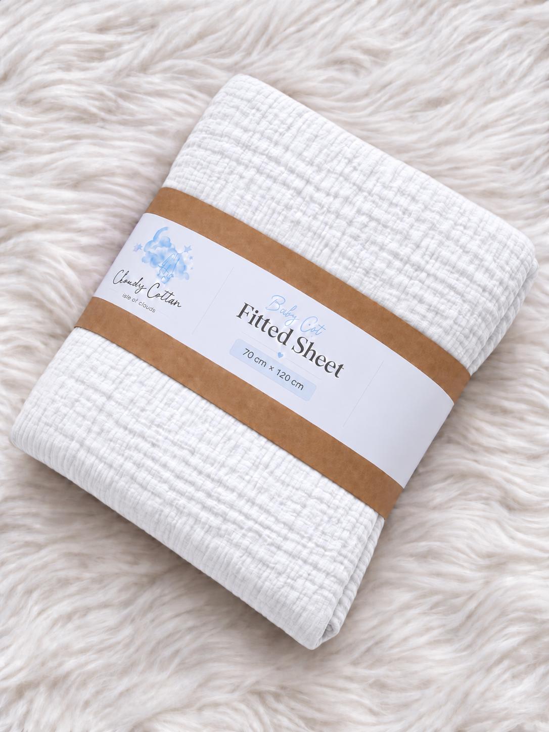 Baby Cot Fitted Sheet | 100% Cotton Muslin | Plain Colors | 60 × 120 cm – Cloudy Cotton