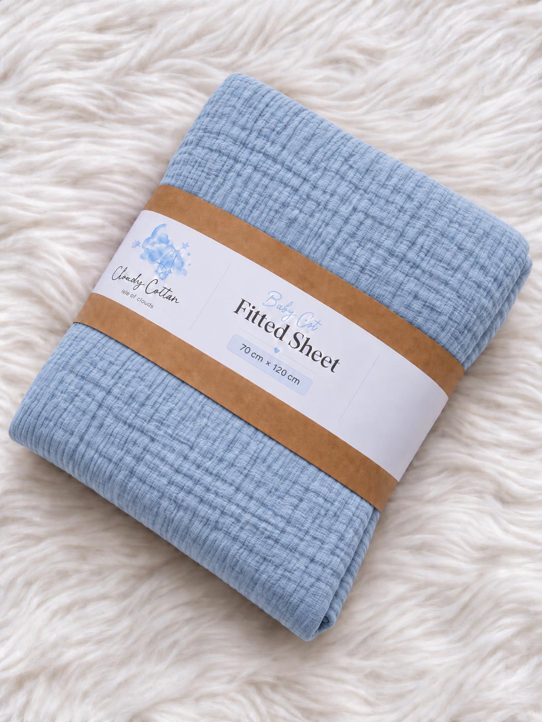 Baby Cot Fitted Sheet | 100% Cotton Muslin | Plain Colors | 60 × 120 cm – Cloudy Cotton