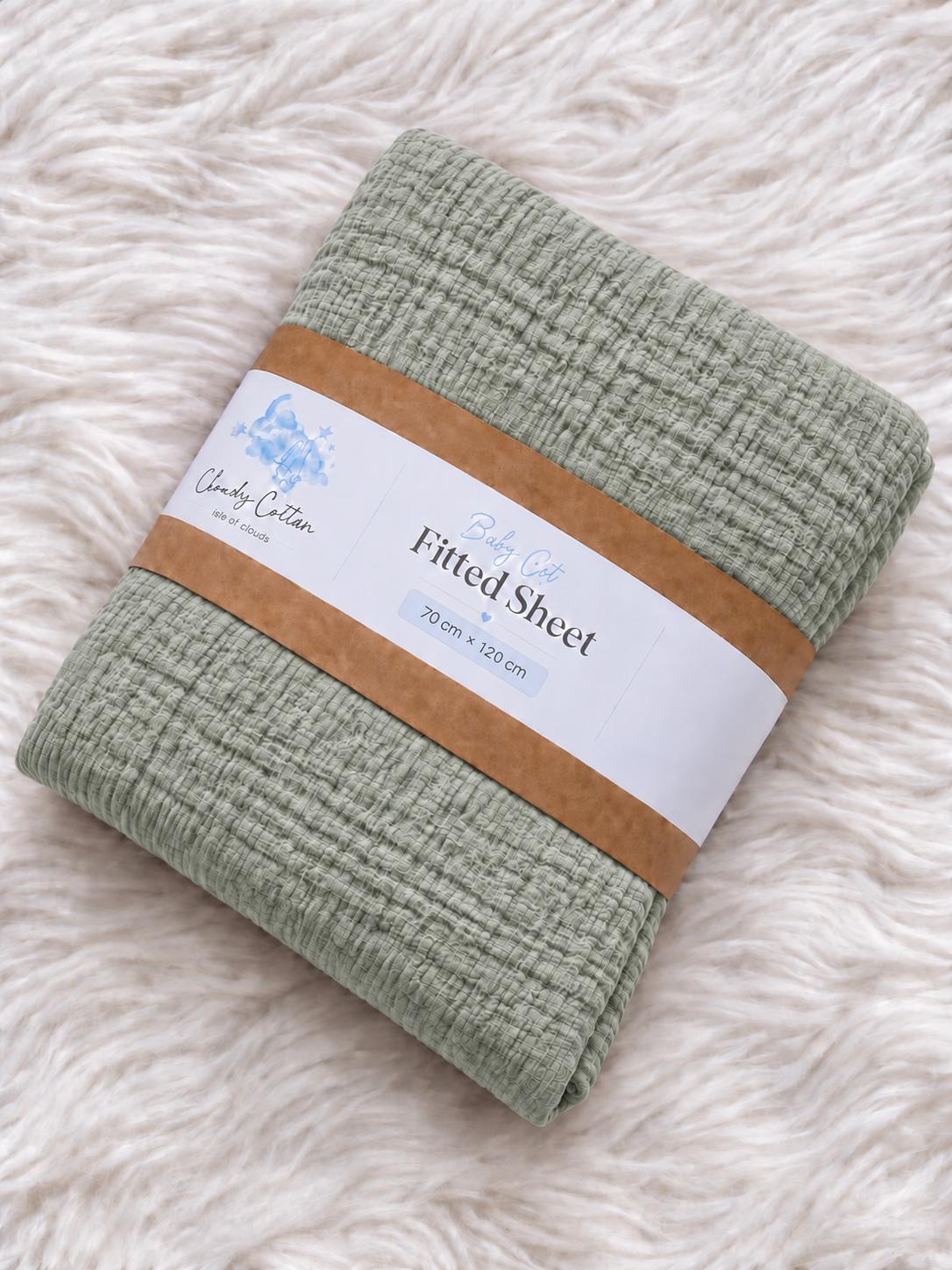 Baby Cot Fitted Sheet | 100% Cotton Muslin | Plain Colors | 60 × 120 cm – Cloudy Cotton
