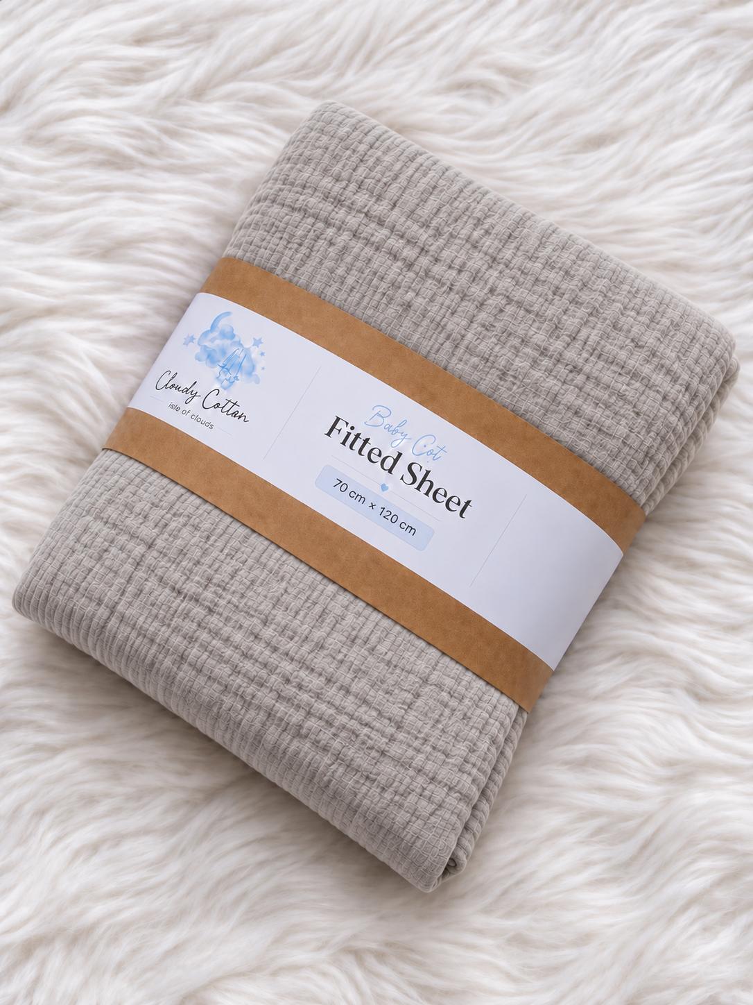 Baby Cot Fitted Sheet | 100% Cotton Muslin | Plain Colors | 60 × 120 cm – Cloudy Cotton