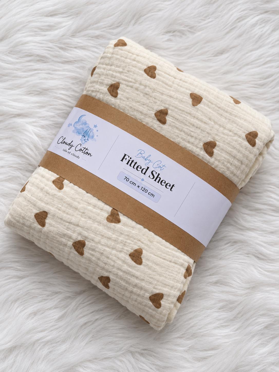 Baby Cot Fitted Sheet | 100% Cotton Muslin | Printed | 60 × 120 cm – Cloudy Cotton