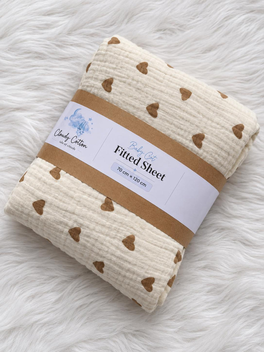 Baby Cot Fitted Sheet | 100% Cotton Muslin | Printed | 60 × 120 cm – Cloudy Cotton